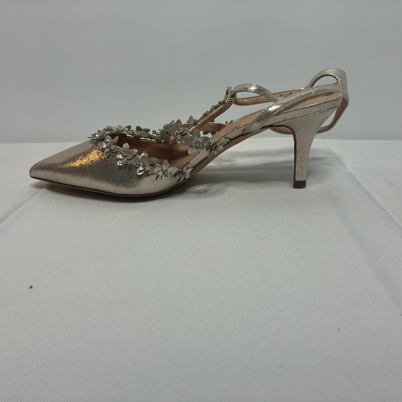 INC International Concepts Gold Metallic Floral Heels Women’s Size 8 - Picture 8 of 16